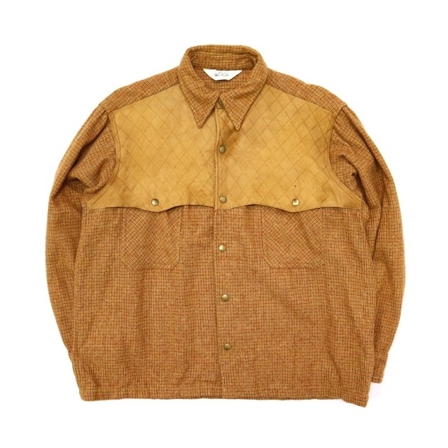 WOOLRICH(ウールリッチ)の70s ビンテージ ウールリッチ ウール レザー チェック ジャケット 古着 メンズのジャケット/アウター(その他)の商品写真