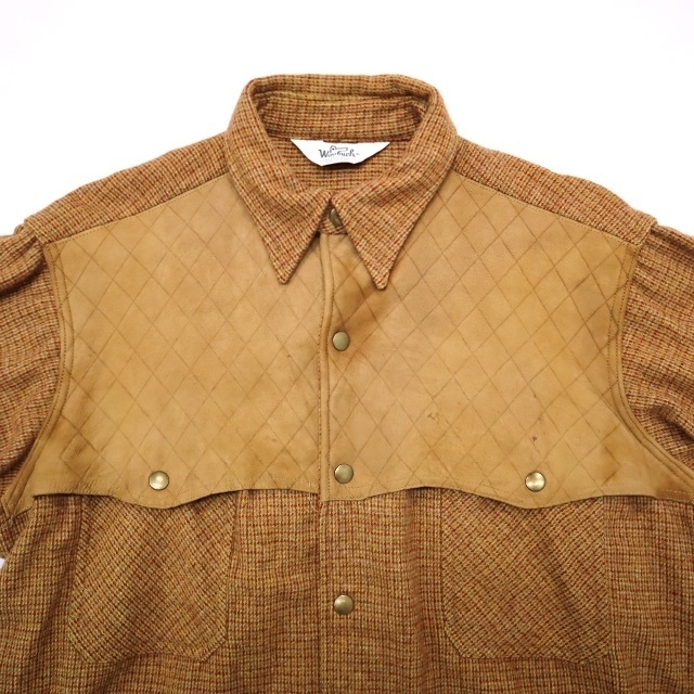 WOOLRICH(ウールリッチ)の70s ビンテージ ウールリッチ ウール レザー チェック ジャケット 古着 メンズのジャケット/アウター(その他)の商品写真