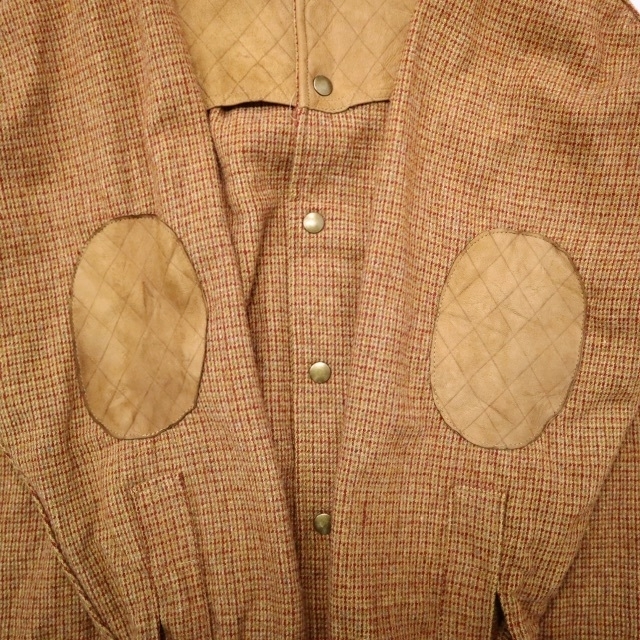 WOOLRICH(ウールリッチ)の70s ビンテージ ウールリッチ ウール レザー チェック ジャケット 古着 メンズのジャケット/アウター(その他)の商品写真