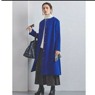 ユナイテッドアローズ(UNITED ARROWS)のUNITED ARROWS ノーカラーベルラインコート(ロングコート)