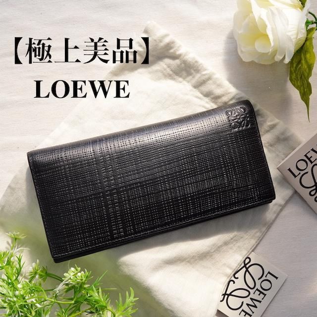 LOEWE - 【正規品】 ロエベ リネン 長財布 二つ折り アナグラム レザー