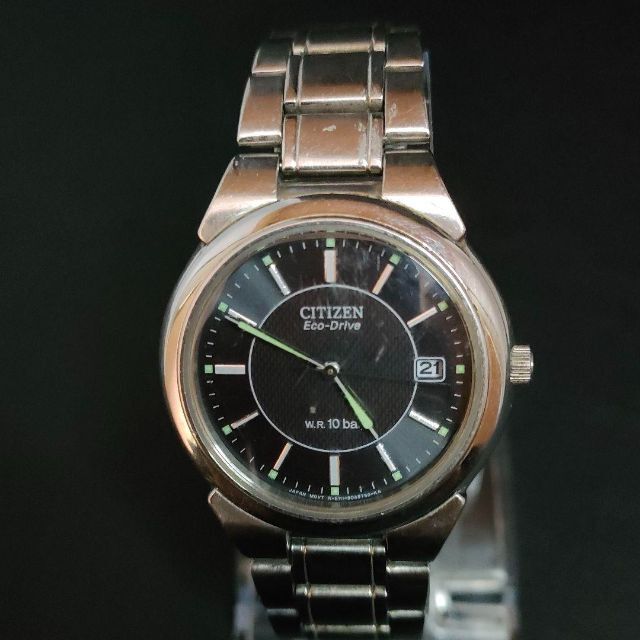 稼働品】CITIZEN シチズン H110 エコドライブ ブラック メンズ時計