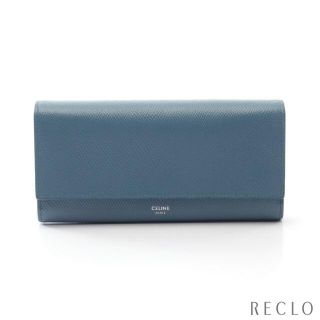 セリーヌ(celine)のBランク ラージフラップウォレット 二つ折り長財布 レザー ブルーグレー(財布)