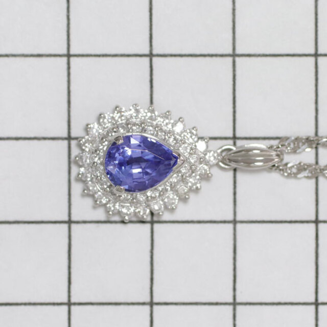 Pt850/Pt900 タンザナイト ダイヤモンド ペンダントネックレス 1.78ct