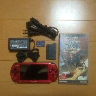 プレイステーションポータブル(PlayStation Portable)の（管79）PSP-3000（ブラック/レッド、修理品）すぐ遊べるセット(携帯用ゲーム機本体)