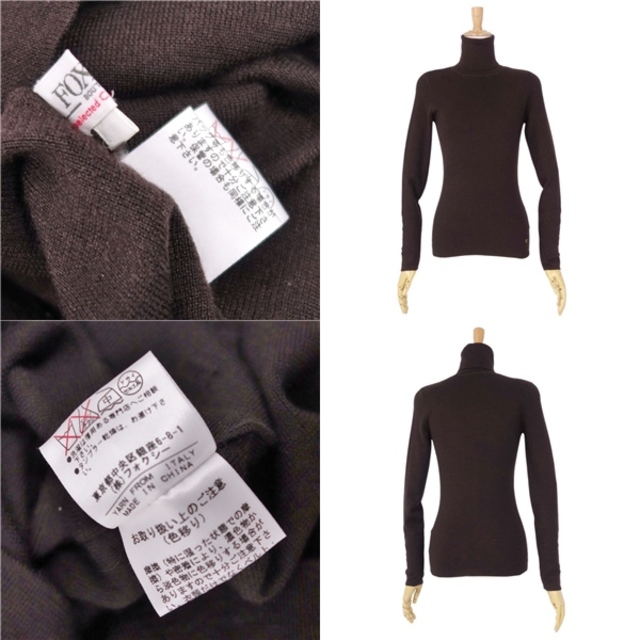 【限定製作】 カシミヤ ロングスリーブ タートルネック セーター ニット BOUTIQUE FOXEY ブティック フォクシー 美品 無地 ブラウン 40(M相当) レディース トップス トップス
