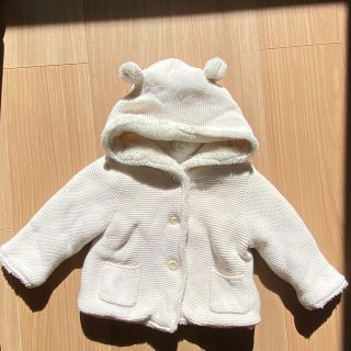 ベビーギャップ(babyGAP)のbaby GAP♪クマちゃん白ファーニットコート♪美品♪(ジャケット/コート)