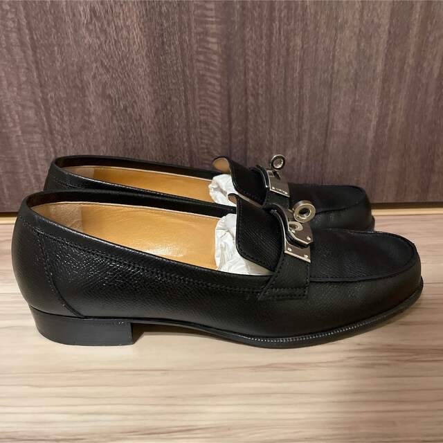 特価人気】 エルメス ケリー ローファー 黒 シルバー 34.5 22 jY9Nt