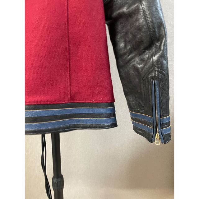 VANSON(バンソン)のblackmeans 立襟レザー切替ジャケット メンズのジャケット/アウター(ライダースジャケット)の商品写真