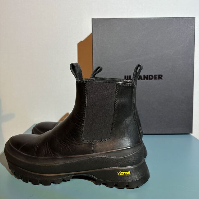 美品JIL SANDER◇41/BLK/チェルシ-ブーツ/ジルサンダー | www