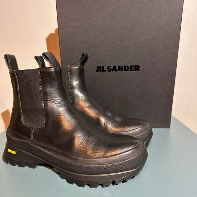 美品JIL SANDER◆41/BLK/チェルシ-ブーツ/ジルサンダー