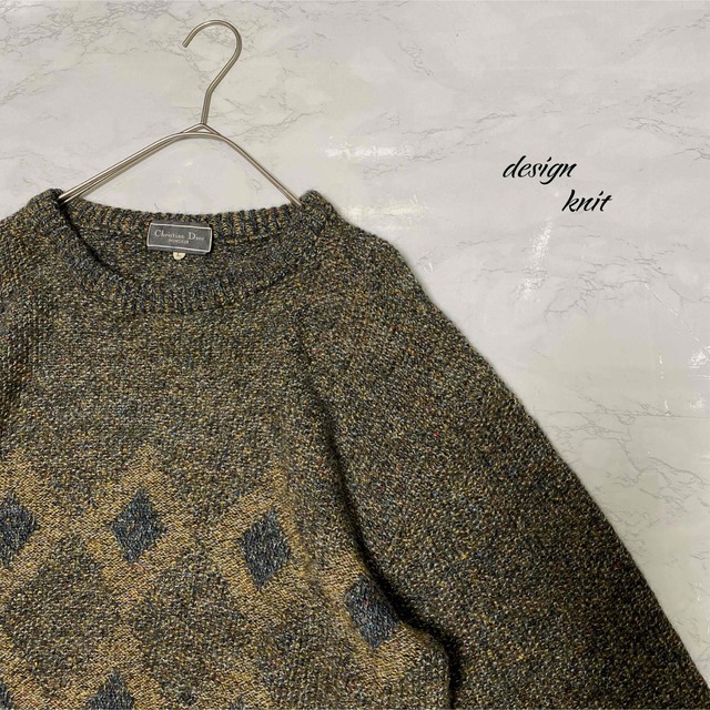Dior ディオール 柄ニット 総柄 マルチ 幾何学柄 薄手 セーター 【数々