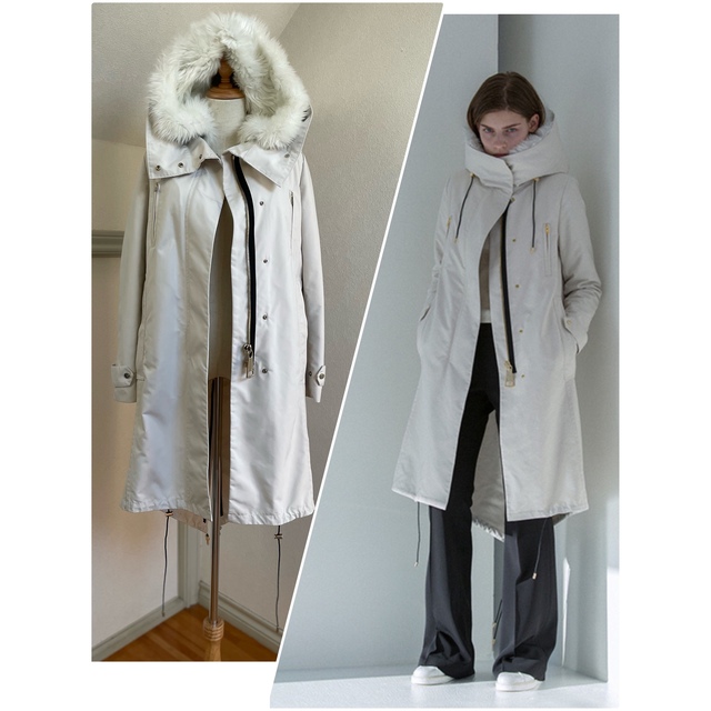CINOH】Icegray×White ボアインナー付き MODSコート 限定価格セール