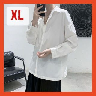 【SALE】 シャツ XL ホワイト オーバーサイズシャツ 韓国 サラサラ 長袖(シャツ)