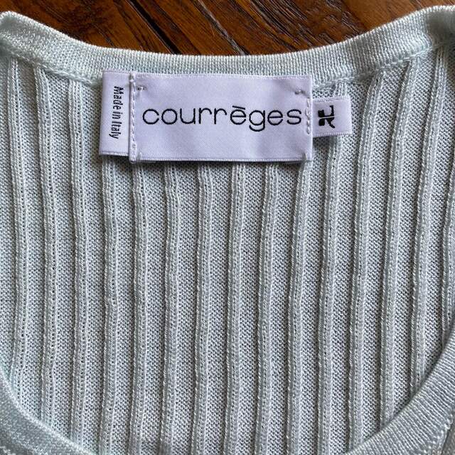 OS5515■courreges/クレージュ■立体ロゴ刺繍装飾 リブニット