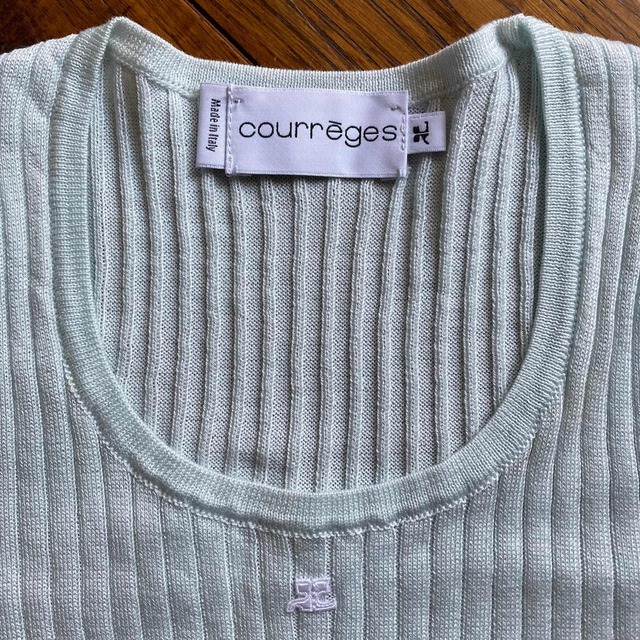 OS5515■courreges/クレージュ■立体ロゴ刺繍装飾 リブニット