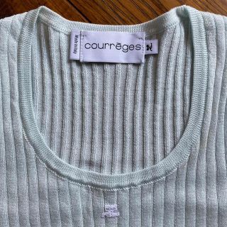 courreges リブ　ロゴ　半袖　ラメ入り　サマーニット