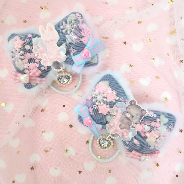 コメント制♡♡デニム×ファーシャカシャカツイン♡コラボパーツ-