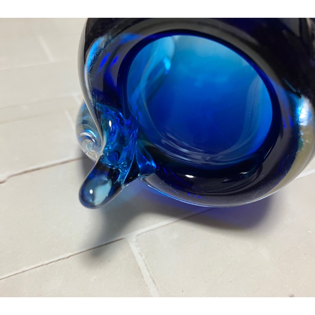 最終価格 宙吹ガラス 巨匠 小林貢氏作品 『碧』花瓶 ガラス作家 ガラス