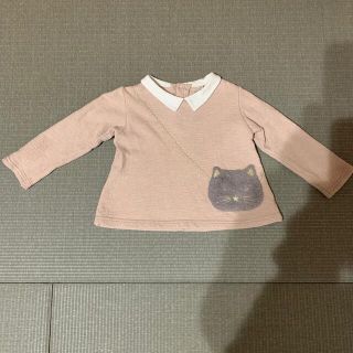 プティマイン(petit main)の【美品】プティマイン ピンク　猫ポシェット　トップス　100(Tシャツ/カットソー)