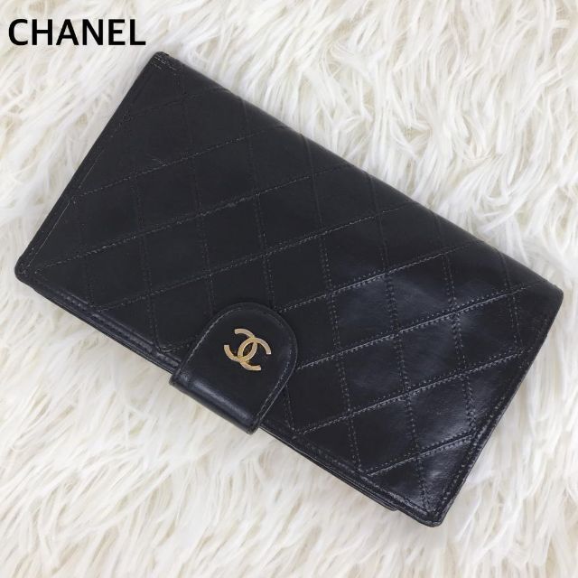週末セール✨シャネル CHANEL長財布ビコローレ ヴィンテージ 黒 本革
