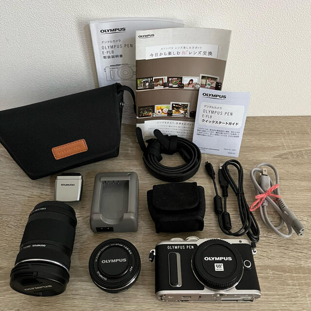 OLYMPUS PEN E-PL8 ブラック 望遠レンズセット ミラーレス一眼-