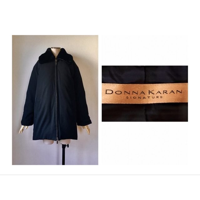 90s DONNA KARAN Fur Collar Down Coat ダウン