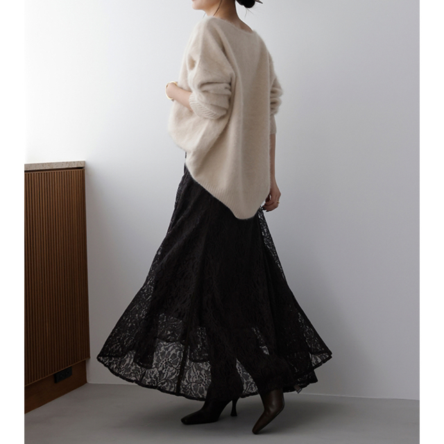 完売品】コードレースパイピングフレアスカート.brown.Mサイズ-