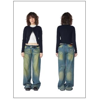 FaxCopyExpress Wide-leg Dirty Wash Jeans