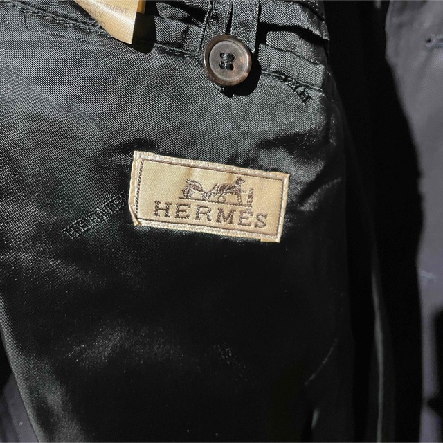 エルメス 襟ファー 中綿 ステンカラーコート hermes