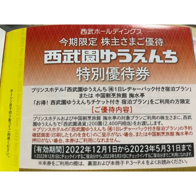 【西武HD】株主優待冊子 (2023年5月発行 1,000株版)【プリンス】