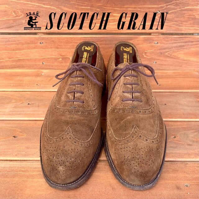 名門❗️《Scotch Grain》スエード内羽根ウィングチップ 25.0EE