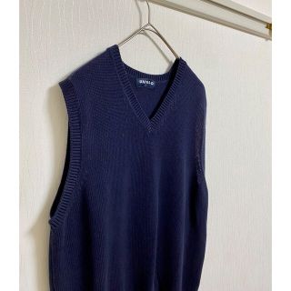 ユニクロ(UNIQLO)の【美品】OLD UNIQLO 綿　コットンニット　ネイビー　S Vネック(ニット/セーター)