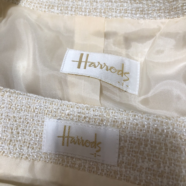 ハロッズ スーツ 入学式 ツイード ラメ オフホワイト 1 美品 - スーツ