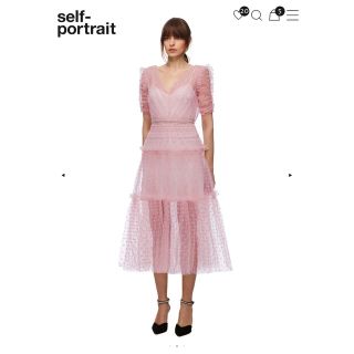 セルフポートレイト(SELF PORTRAIT)の【新品】self portrait レース　ピンク　ロング　ワンピース　ドレス(ロングワンピース/マキシワンピース)