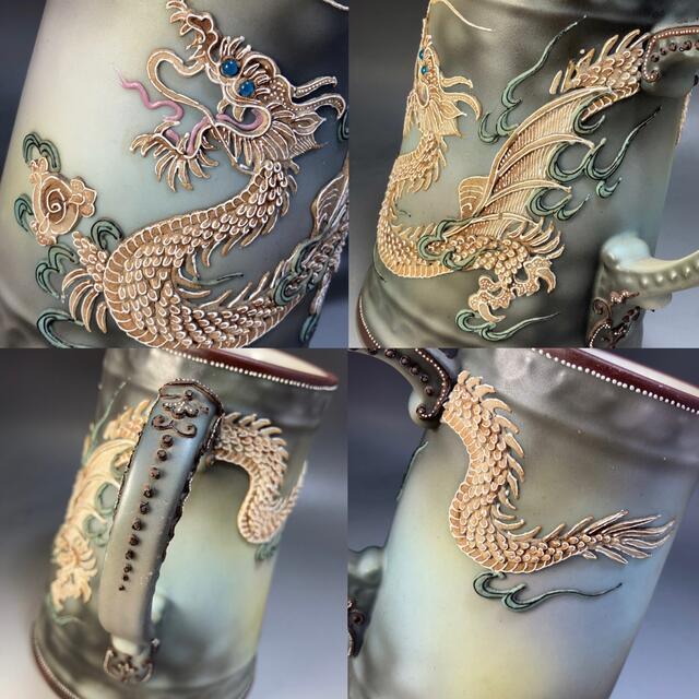 詰替え ☆逆輸入☆オールドノリタケ ドラゴン 盛り上げ 蓋物 花瓶 壷