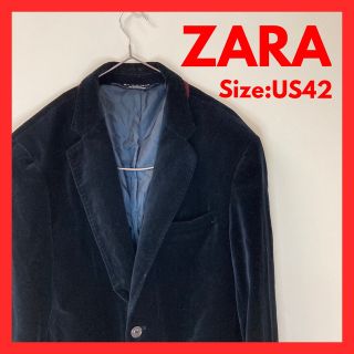 ザラ(ZARA)の【美品】古着　ZARA テーラードジャケット　濃紺　メンズ US42サイズ(テーラードジャケット)