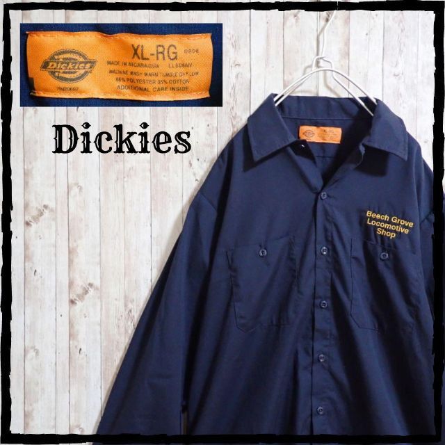 Dickies(ディッキーズ)の美品 ディッキーズ ワークシャツ 中南米 ニカラグア製 海外サイズXL ネイビー メンズのトップス(シャツ)の商品写真