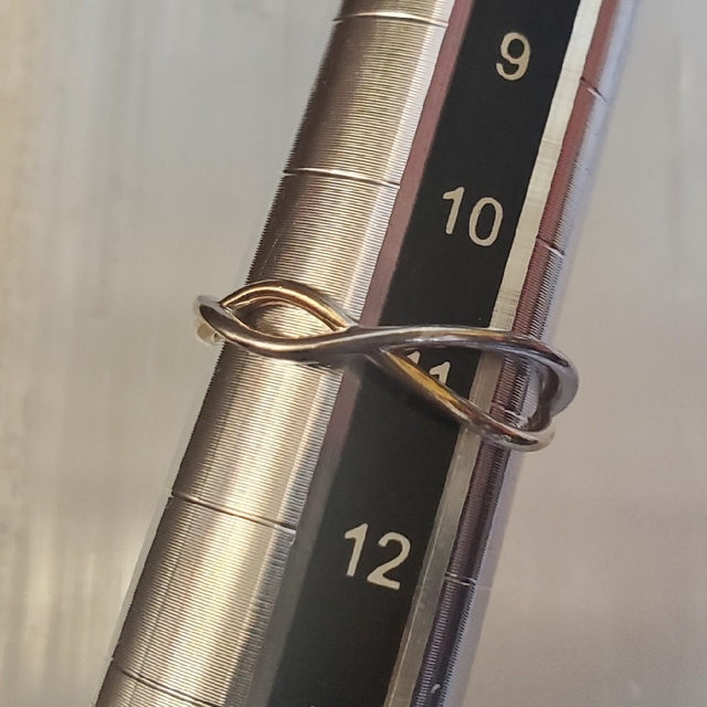 リング ete K10 YG バイカラー クロス リング 9号
