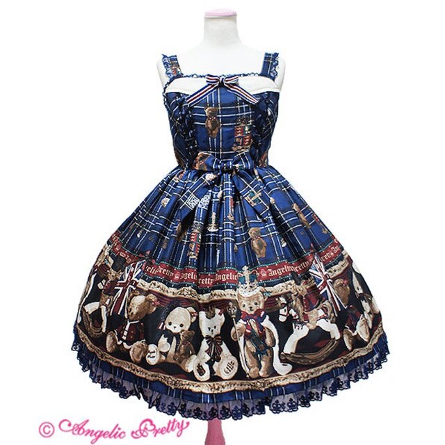 Angelic Pretty(アンジェリックプリティー)のBritish bearジャンパースカートセット レディースのワンピース(ひざ丈ワンピース)の商品写真