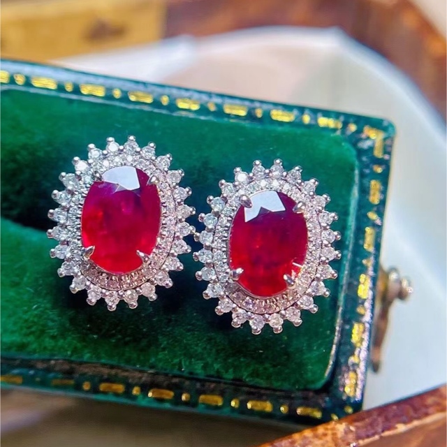 送料0円】 天然 ルビー ダイヤ ピアス1.6ct k18 ¥ ピアス - nandis.com.br