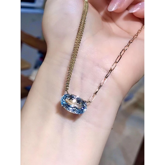 天然アクアマリン  ネックレス6.97ct k18 ¥