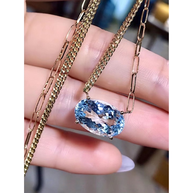 天然アクアマリン  ネックレス6.97ct k18 ¥