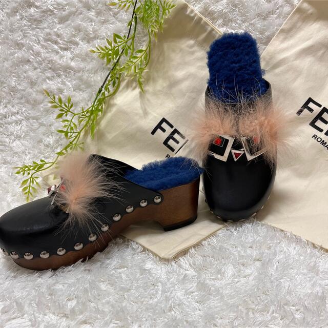 希少 FENDI フェンディ 厚底ファー ビジュ スタッズ サボ サンダル | フリマアプリ ラクマ