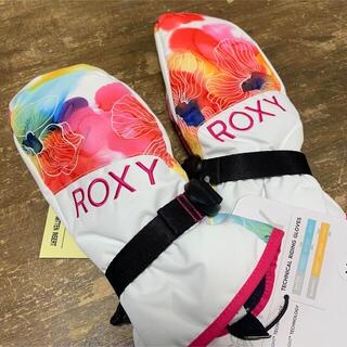 ロキシー(Roxy)のROXY ミトングローブ　Mサイズ　フラワーホワイト　新品タグ付き(アクセサリー)