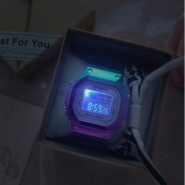 多機能 デジタル 腕時計 原宿系 韓国オルチャン グラデーション ピンク メンズの時計(腕時計(デジタル))の商品写真