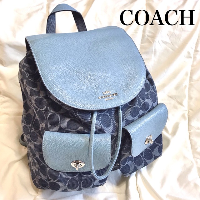 美品】COACH コーチ リュックサック バッグ デニム ビリー バックパック-