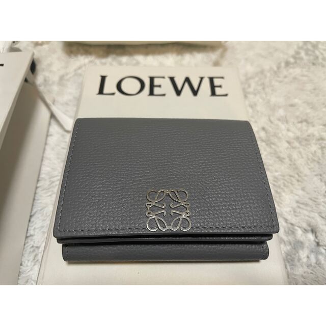 LOEWE ロエベ アナグラム 三つ折り お財布 アスファルトグレー