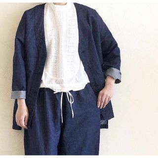 美品　ネストローブ　ノーカラージャケット　リネン  黒