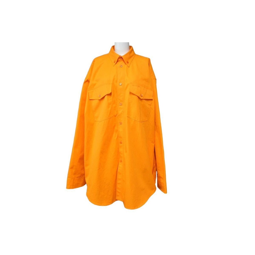 BALENCIAGA バレンシアガ 21SS オーバーサイズ シャツ オレンジ トップス ロゴ 刺繍 サイズXXS 美品  43766